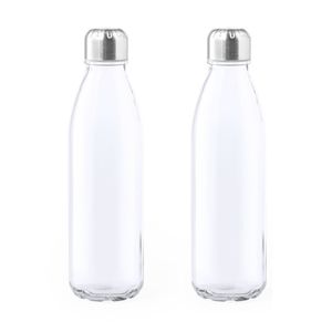 2x Stuks glazen waterfles/drinkfles transparant met Rvs dop 500 ml