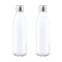 2x Stuks glazen waterfles/drinkfles transparant met Rvs dop 500 ml - thumbnail