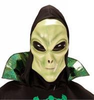 Alien masker met zwarte kap en bolle ogen kind - thumbnail