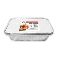 Meal prep - voedsel bewaar bakjes - Aluminium - 5x - 32 x 26 x 7 cm - met deksels