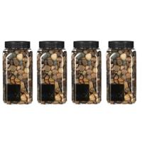 Mica decorations Decoratie stenen - 4x - bruin mix - 650 ml - hobby materialen - plantenpot vulling