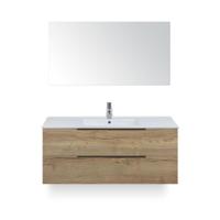 Seville Badmeubelset 120 cm - 2 laden Natuur Eiken Edge - Wastafel Enjoy Enkel - met Spiegel