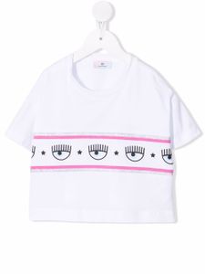 Chiara Ferragni Kids t-shirt à bande logo - Blanc