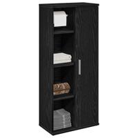 Badkamerkast met rolhouder 39x22x90 cm zwart