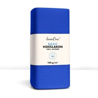Loom One Hoeslaken – 100% Jersey Katoen – 90x220 cm – tot 40cm matrasdikte– 160 g/m² – Koningsblauw - thumbnail