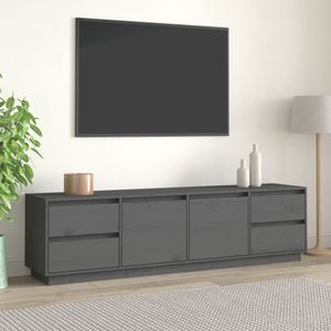 Tv-meubel 176x37x47,5 cm massief grenenhout grijs