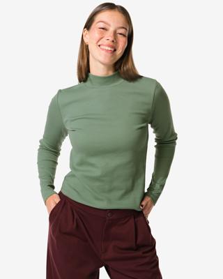 HEMA Dames T-shirt Clara Rib Groen (groen)