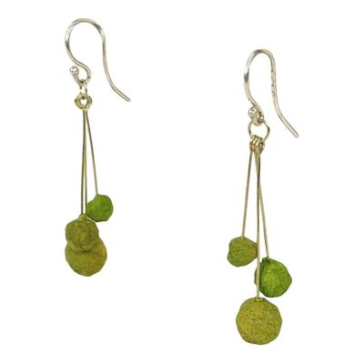 Katoenen Oorbellen "Cherries" (Groen)