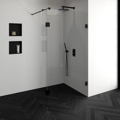 BRAUER Void inloopdouche helder glas 110x200 met 30 zijwand incl. glascoating mat zwart GS-VOI2H11030200MZ