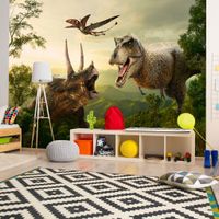 Zelfklevend fotobehang - Dinosaurus in het bos , Premium Print - thumbnail