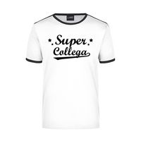 Super collega wit/zwart ringer t-shirt voor heren - thumbnail