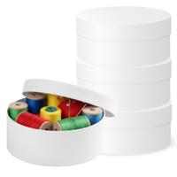 Ronde witte hobby knutsel doos - 4x - dozen van karton - 8.5 x 4 cm - Hoedendoos - cadeauverpakking Ronde witte hobby knutsel doos - 4x - dozen van karton - 8.5 x 4 cm - Hoedendoos - cadeauverpakking