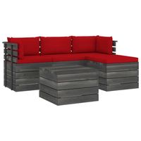 vidaXL 5-delige Loungeset met kussens pallet massief grenenhout - thumbnail