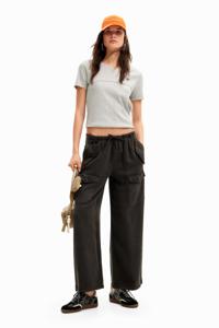 Wide leg cargobroek - BLACK - M