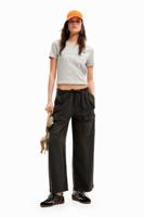 Wide leg cargobroek - BLACK - S