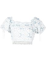 LoveShackFancy haut crop Melina en broderie anglaise - Blanc