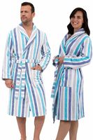 Unisex badjas strepen - pasteltinten-l