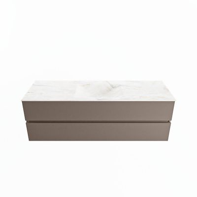 MONDIAZ VICA-DLUX 150cm badmeubel onderkast Smoke 2 lades. Inbouw wastafel CLOUD midden zonder kraangat, kleur Ostra.