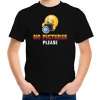 Funny emoticon t-shirt No pictures please zwart kids