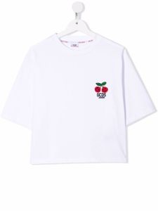 Gcds Kids t-shirt crop à motif brodé - Blanc