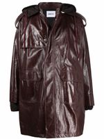 AMBUSH manteau en cuir à fermeture zippée - Marron