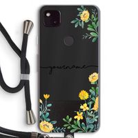 Gele bloemen: Pixel 4a 5G Transparant Hoesje met koord