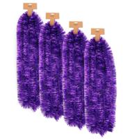 Kerstslinger - 4x - paars - folie - 270 cm x 7,5 cm - lametta - kerstboomslinger