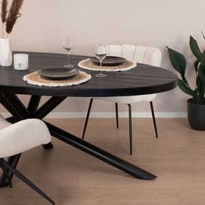 Sohome Ovale Eettafel 'Joshua' Mangohout, 240 x 110cm, kleur Zwart