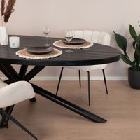 Sohome Ovale Eettafel 'Joshua' Mangohout, 240 x 110cm, kleur Zwart