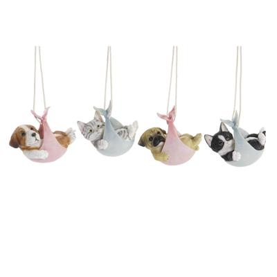 Decoratieve figuren DKD Home Decor Multicolour Hond 18 x 12,5 x 16 cm (4 Stuks)