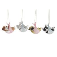 Decoratieve figuren DKD Home Decor Multicolour Hond 18 x 12,5 x 16 cm (4 Stuks)