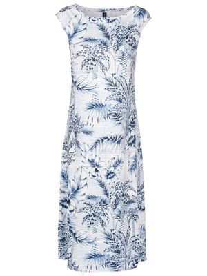 Lygia & Nanny robe mi-longue à imprimé palmier - Bleu