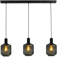 Masterlight 3-lichts hanglamp - zwart -Porto met Jagger green glazen - 2711-05-05-100-3-10