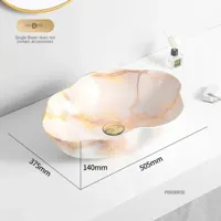 Ovale Keramische Wastafel met Marmerpatroon - Tafelbladmodel | Licht Luxe Design | 12L