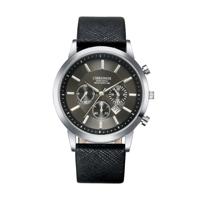 CHRONOS CH0401 drie-oog zes-naald lederen riem sport horloge voor mannen (zwart)