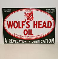 Wolf&apos;s Head Oil Stalen Bord Met relief - 50 x 35cm