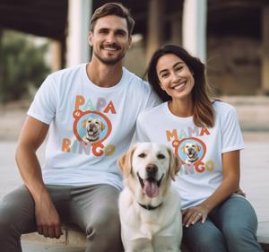 Papa mama couple t shirts met huisdier naam