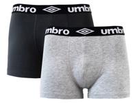 UMBRO 2 heren boxershorts (XXL, Grijs/zwart)