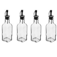 5Five Azijn/Olie flessen voor op tafel - 4x stuks - glas - 160 ml - olijfolie en tafelazijn