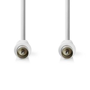 Nedis Coaxkabel | IEC (Coax) Male | IEC (Coax) Male | Vernikkeld | 90 dB | 75 Ohm | Dubbel Afgeschermd | 3.00 m | Rond | PVC | Wit | Label -