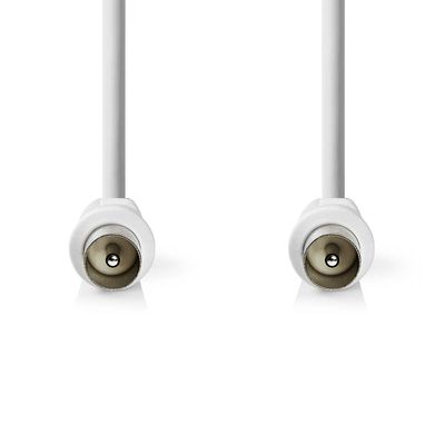 Nedis Coaxkabel | IEC (Coax) Male | IEC (Coax) Male | Vernikkeld | 90 dB | 75 Ohm | Dubbel Afgeschermd | 3.00 m | Rond | PVC | Wit | Label -