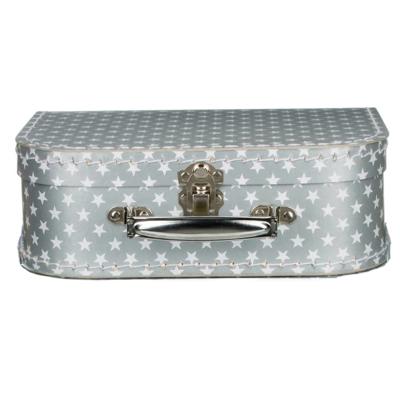 Kinderkoffer sterren - zilver - 25 cm - karton - logeerkoffer / opbergkoffer - kraamcadeau Kinderkoffer sterren - zilver - 25 cm - karton - logeerkoffer / opbergkoffer - kraamcadeau