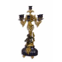 A PORCELAIN MOUNTED SIX-LIGHT BRONZE CANDELABRUM A PORCELAIN MOUNTED SIX-LIGHT BRONZE CANDELABRUM