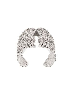 Monan 18kt white gold and diamond wing cocktail ring - Métallisé