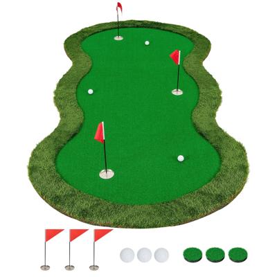 300 x 150 cm Golf Puttingmat Professionele Golf Oefenmat met 3 Gaten en Golfballen voor Thuis Groen
