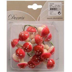 Decoris paddenstoelen stekers - 20x st - 2,5 cm - kerststukje decoratie