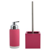 MSV Badkamer accessoires set - fuchsia roze - zeeppompje/wc-borstel - thumbnail