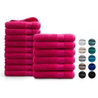 Handdoeken 15 delig combiset - Hotel Collectie - 100% katoen - roze - thumbnail