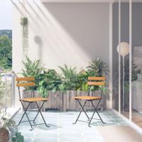 Tuinstoelen 2 st inklapbaar staal en massief acaciahout