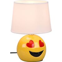 LED Tafellamp - Tafelverlichting - Trion Smiley - E14 Fitting - Rond - Mat Wit - Keramiek - thumbnail